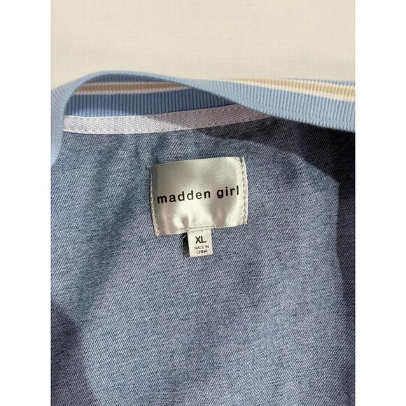 NWT Madden Girl Denim Varsity Bomber Jacket Size XL - Picture 4 of 14